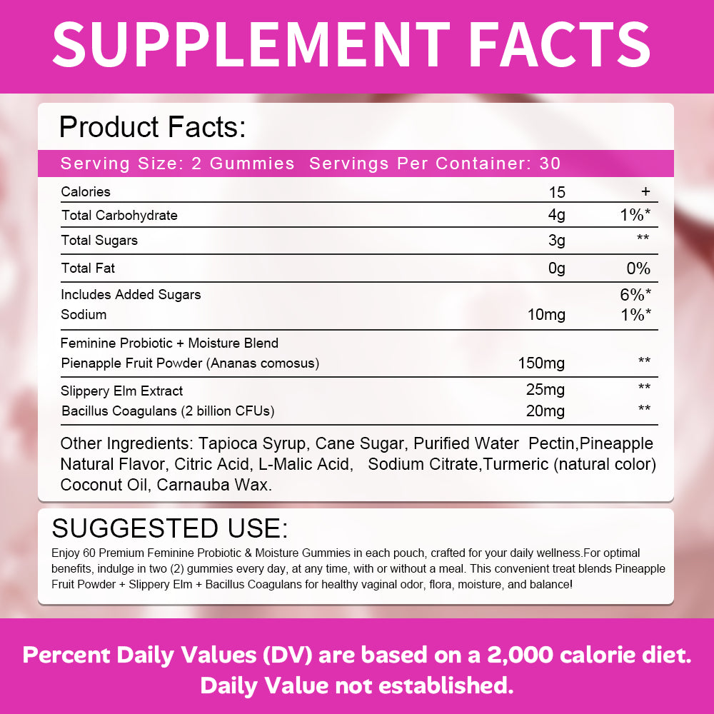 Female Probiotic Moisturizing Gummies for Gut and Skin Health