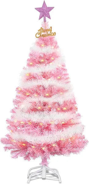 4FT Pink Artificial Christmas Tree with Metal Stand - Holiday Decor