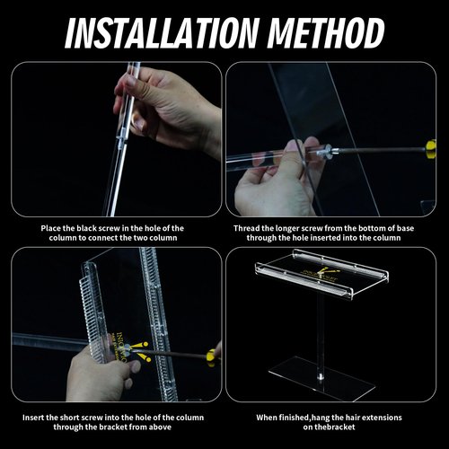 Acrylic V-Light & Ice Glue Zero Feeling Hair Extensions Kit Stand with Super Strong Magnets - Double-Sided Teeth Comb for Easy Hair Strand Separation