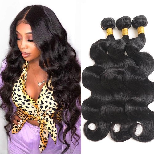 12A Human Hair Bundles Body Wave Bundles Human Hair 16 18 20 Inch 3 Bundles Hair 100% Unprocessed Brazilian Virgin Hair Deals Weave Human Hair Extension Natural Color
