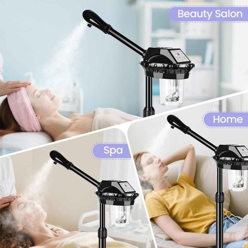 Wuissvnb Facial Steamer, Poressional Facial Steamer on Wheels with Timer Function, Ozone Face Steamer for Spa, Salon and at Home Use