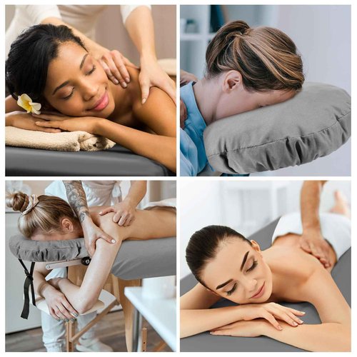 Preboun 6 Set Microfiber Massage Table Sheet Set 3 Piece Spa Bed Sheets Set Grey Massage Table Cover Includes Flat Sheet, Fitted Sheet and Face Rest Cover
