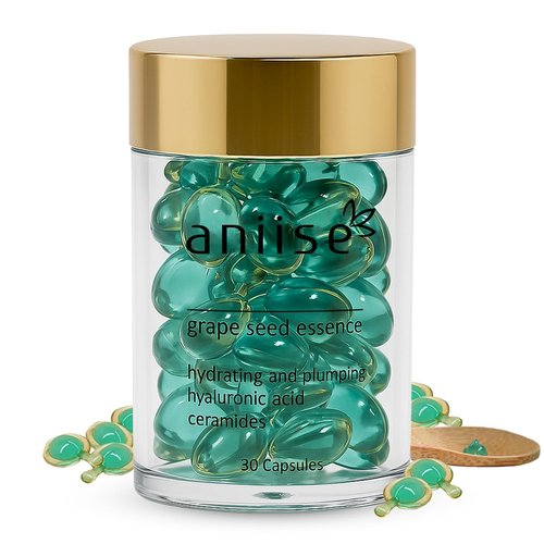 Aniise Grape Seed Oil Capsules Skin Care 30 Individual Capsules Serum for Face Improve Health Of Skin, Fight Signs Of Aging Softening and Hydrating The Skin