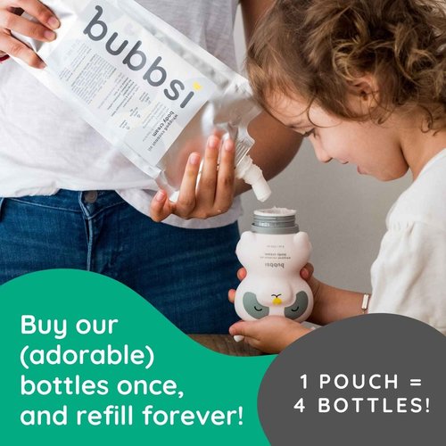 Bubbsi Creamy Coconut Oil Hair Conditioner for Kids, Baby | Light Natural Scent | Won't irritate eyes | Organic Coconut Oil + Shea | Sulfate-free, Nourishing | Curly or Dry Hair (Refill Pouch, 32oz)