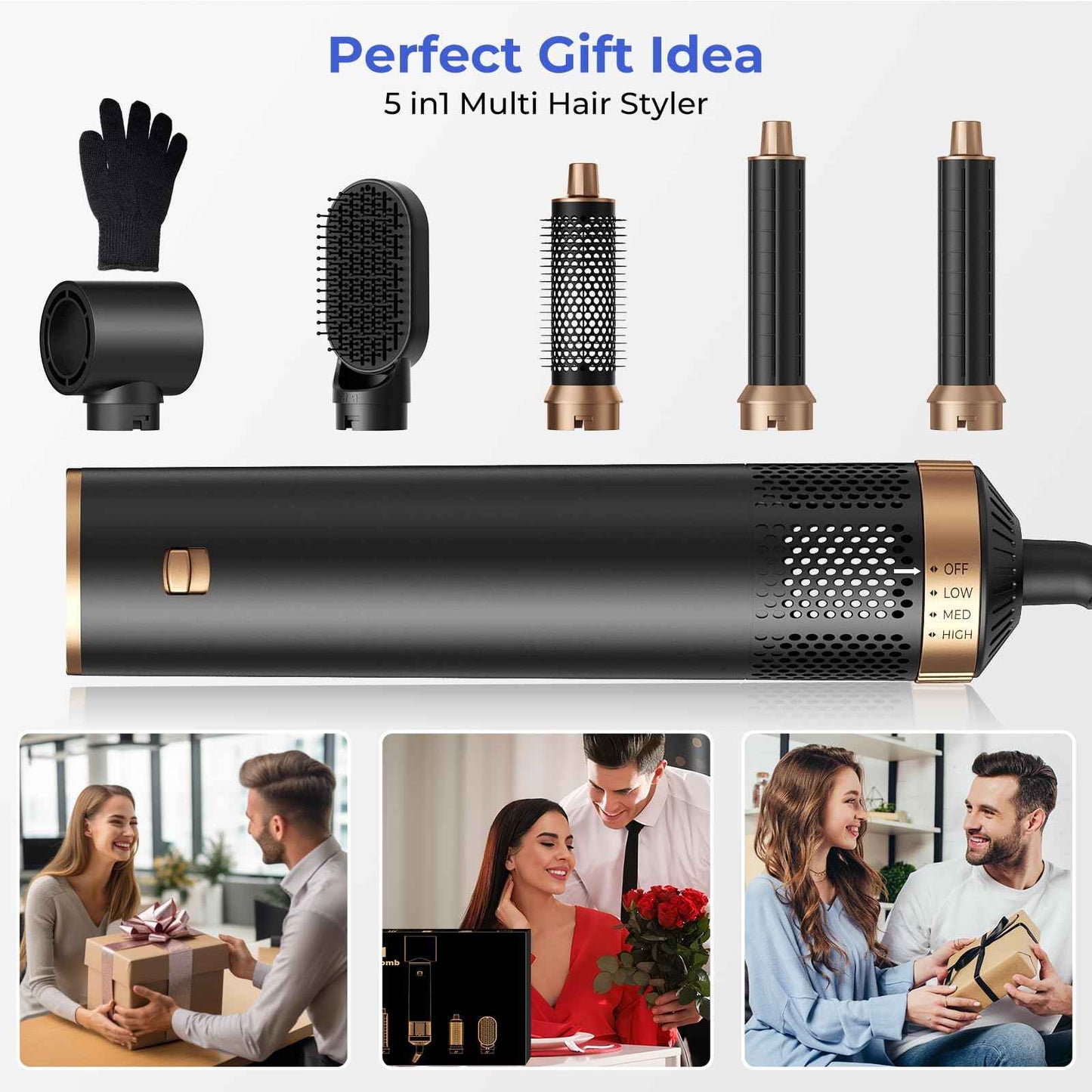 5 in 1 Blow Dryer Brush, Hair Dryer Brush Set Negative Ion Upgrade Hot Air Brush Air Styler Curling Wrap Air Curler, Curling Iron Hair Styling Tools As A Gift for Straight/Curl/Drying/Smoothing