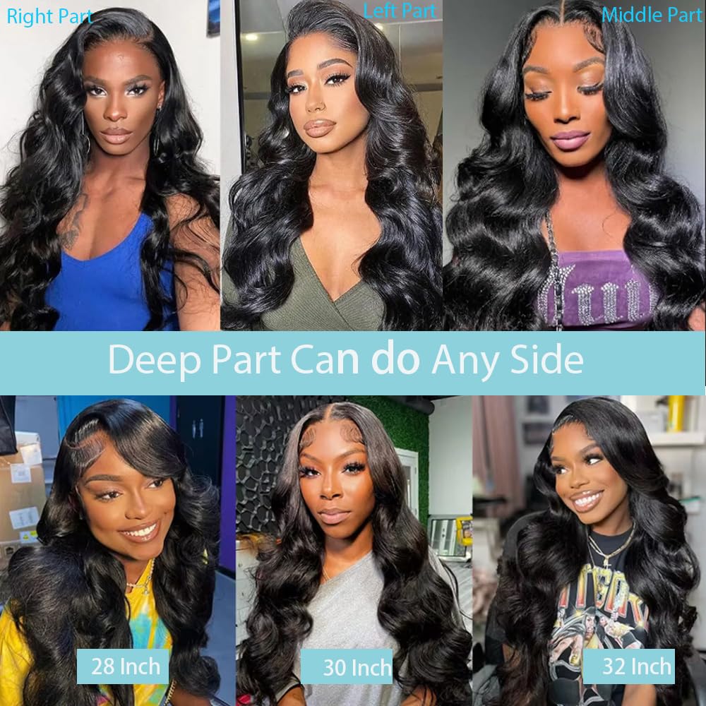 13x6 Body Wave Lace Front Wig Human Hair 180% Density Glueless Lace Front Wigs Human Hair Pre Plucked 13x6 HD Transparent Lace Frontal Wig Body Wave Human Hair Wigs for Women 26 Inch