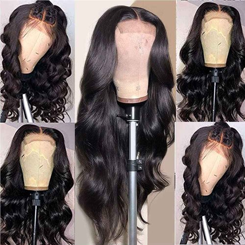 NC Body Wave Human Hair Wigs For Black Women Wig 4x4 Middle Part Lace Front Wigs 150% Density Body Wave Lace Front Wig Brazilian Virgin Hair Lace Closure Wig Natural Black(32inch) …