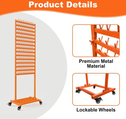 Suuiwau Metal Braiding Hair Rack 300 Pegs, Height Adjustable, Mobile Hair Holder Organizer with Wheels, 2 Sided Extension Separator Stand, Standing Storage for Stylists, Braiders, Salon, Beauty School