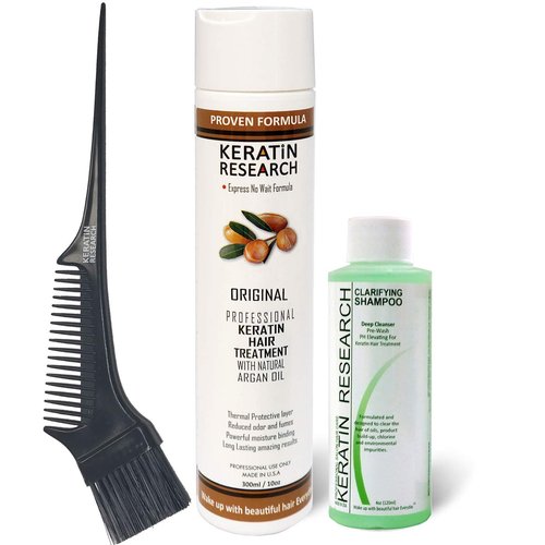 Brazilian Keratin Hair Blowout Treatment Express Formula 300ml Bottle Includes 120ml Clarifying Shampoo and Brush/Comb