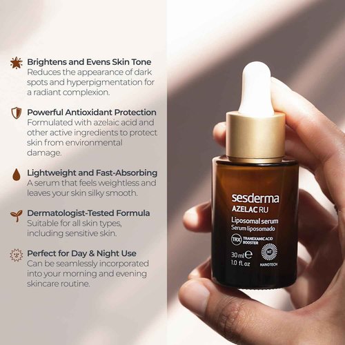 Sesderma AZELAC RU Liposomal Facial Serum 1.0 fl. Oz for Sun Spots, Age Spots and Hyperpigmentation