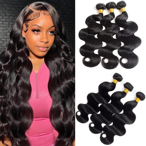 Silaiya Body Wave Bundles Human Hair 20 22 24 Inch 3 Bundles Human Hair 12A Brazilian Body Wave Hair Bundles 100% Unprocessed Virgin Hair Bundles Deals Human Hair Weave Bundles Human Hair Extension