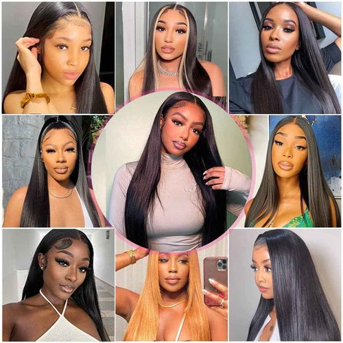 tobasew 13x6 Straight Lace Front Wigs Human Hair 200 Density HD Transparent Lace Frontal Human Hair Wigs for Women Glueless Wigs Human Hair Pre Plucked 20 Inch