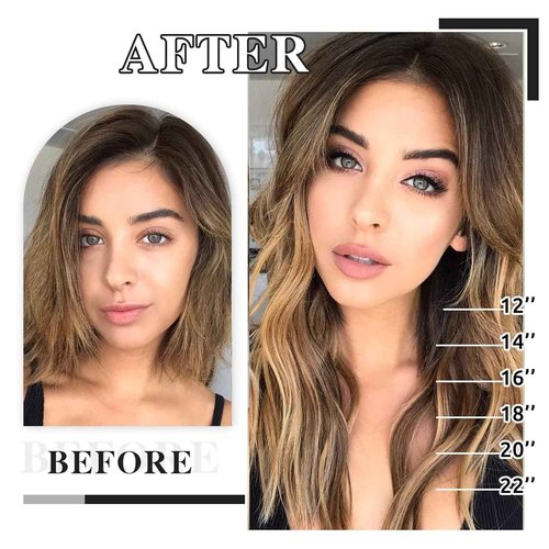 ORIGEN Clip in Hair Extensions Real Remy Human Hair Chocolate Brown to Caramel Blonde Highlights Straight Hair for Women 7pcs 120g 16 Inches