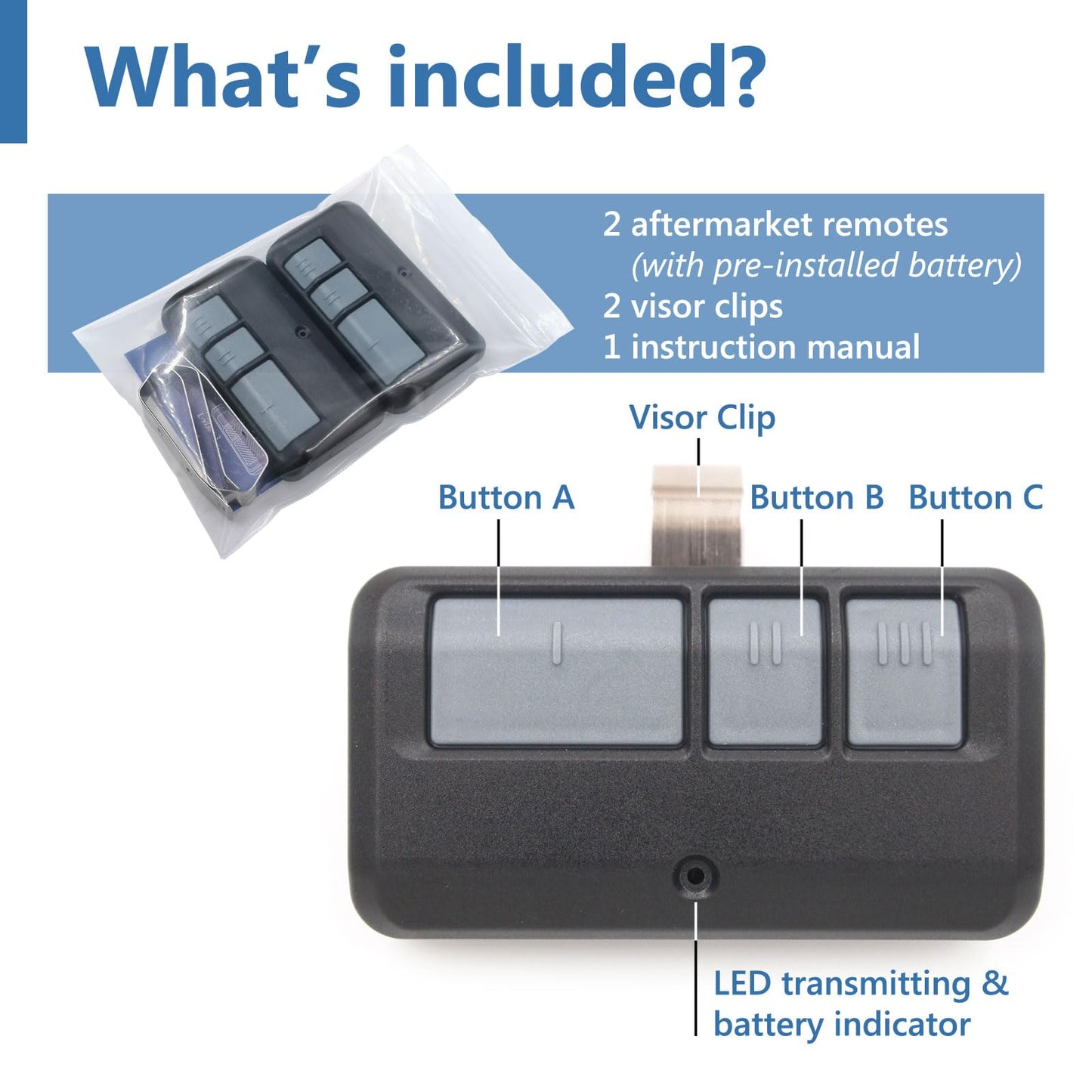 2 for Chamberlain Liftmaster Craftsman Garage Door Opener Remote 893LM 893Max