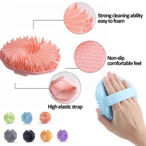Suddies, Suddies Body Scrubber, Silicone Body Scrubber, Silicone Loofah, Body Scrub Brush for Effective Showering Exfoliation, Travel Loofah for Women & Men for Delicate Skin (Gray+Purple+Green)