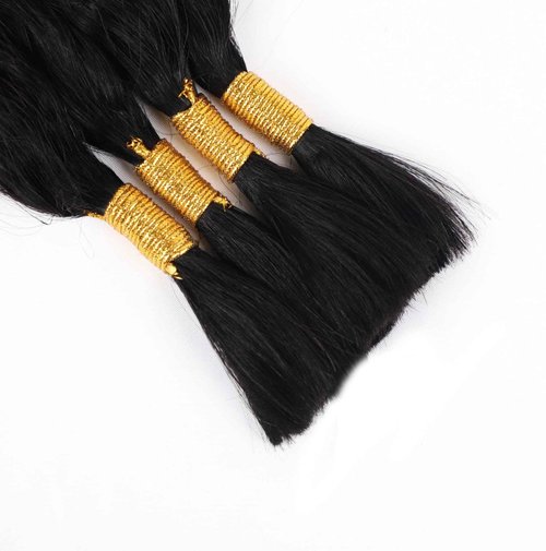 Wet and Wavy Human Braiding Hair Super Wave Bulk Hair For Braiding No Weft 100g (1Pack-4PCS) Super French Human Braiding Hair For Boho Braids (Super Wave（#1b）, 24 Inch)