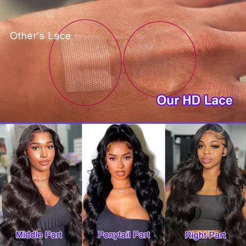 LONREAW Body Wave Lace Front Wigs Human Hair 200 Density 13x6 HD Lace Frontal Wigs Human Hair Pre Plucked Natural Color 20 Inch