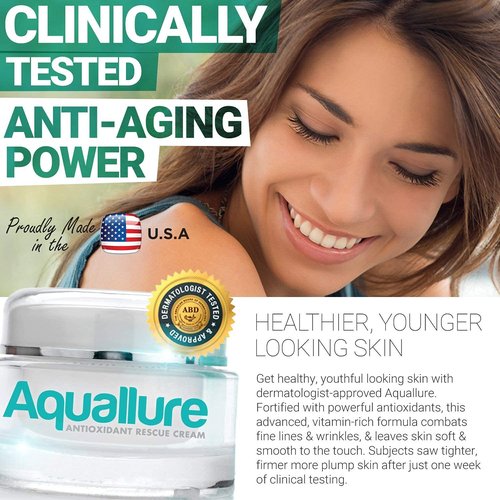 Aquallure Antioxidant Rescue Cream and Complexion MD Advanced Anti-Wrinkle Cream – Clinically Tested Multi-Peptide with Hyaluronic Acid – Face Moisturizer – Hypoallergenic for All Skin Types – 1 Oz (2 items)
