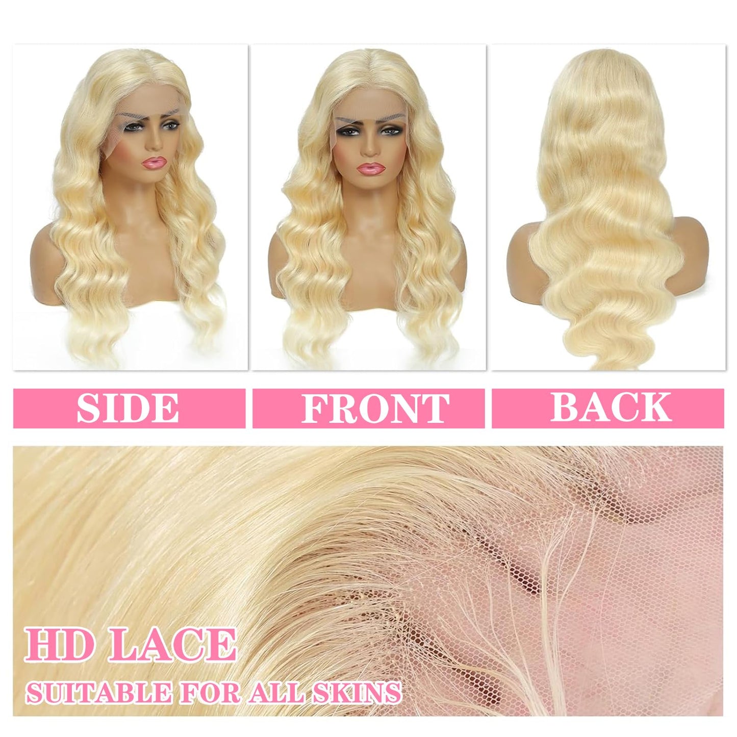 26 Inch Blonde Wig Human Hair 613 13x6 Lace Front Wig Human Hair Pre Plucked 180% Density Body Wave Transparent Lace Frontal Glueless Wigs Human Hair