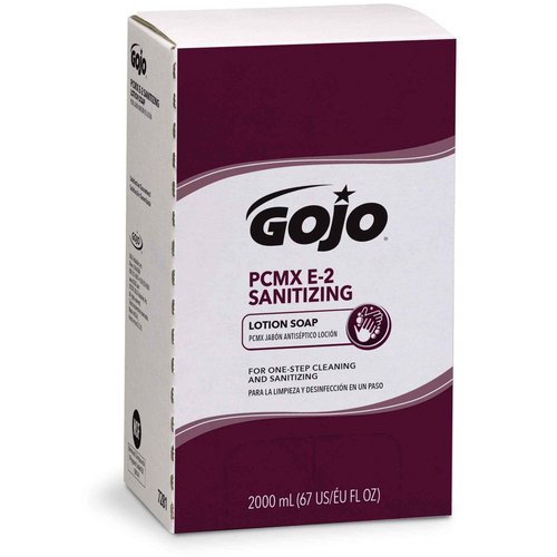 GOJO PCMX E2 Sanitizing Lotion Soap, Fragrance Free, 2000 mL Sanitizing Lotion Hand Soap Refill PRO TDX Push-Style Dispenser (Pack of 4) - 7281-04