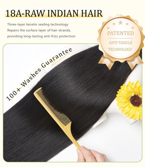mlip Raw Indian Hair Bundle Straight, Enhanced Quality Bundle, 18A Virgin Hair 12 inches, No Tangle Shedding, Triple the Lifespan, Keep Texture Silky Soft After Multiple Washes, Natural Color