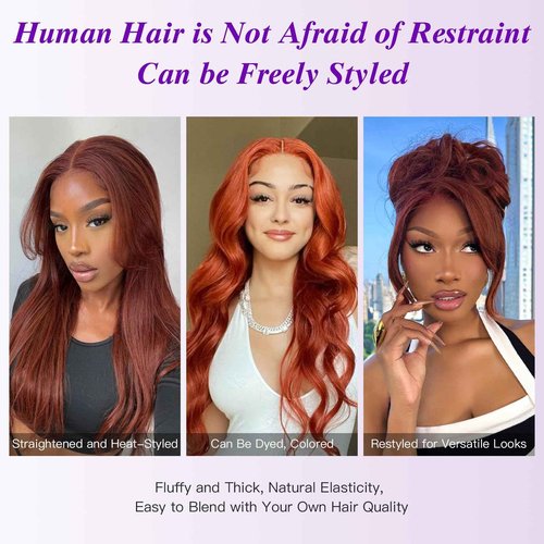 Light Reddish Brown Bundles with Closure Human Hair Body Wave, Color 30 Copper Brown 12A Brazilian Raw Virgin Human Hair 3 Bundles with 4x4 Closure Loose Wavy Quick Sew In Weave 10 12 14+10 Inch