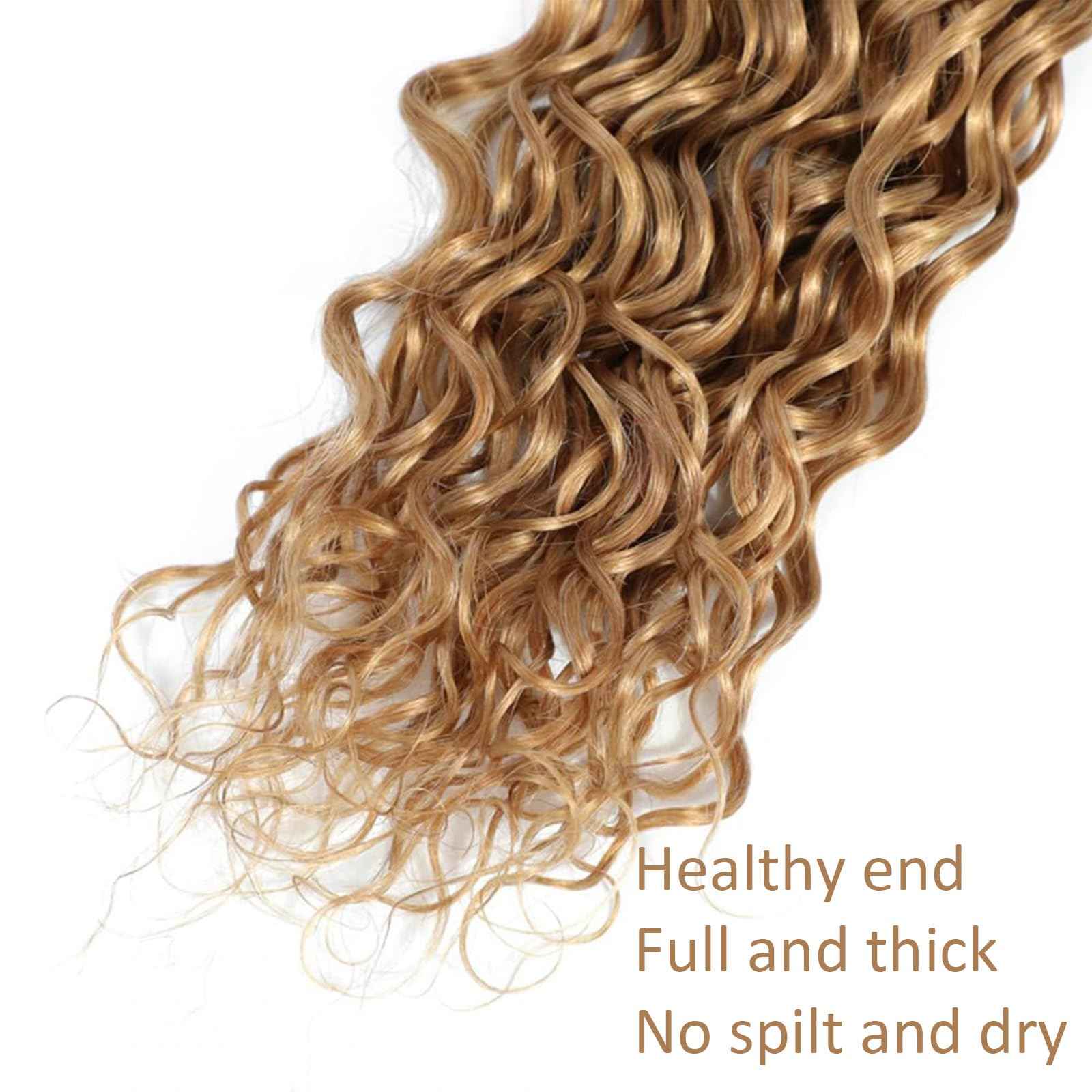 Habiliana Bundles Human Hair 24 26 28 Inch Water Wave Brown 27 Human Hair Bundles 11A Unprocessed Brazilian Virgin Quick Weave Hair Extensions for Black Women