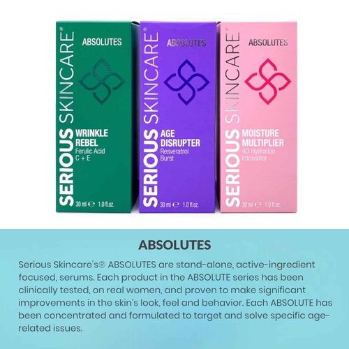 Serious Skincare Vitamin C Face Serum with Ferulic Acid, Bakuchiol, Vitamin E, B5, Absolutes Wrinkle Rebel Anti-Aging Face Serum for Fine Lines, Wrinkles and Dark Spots, 1 oz.