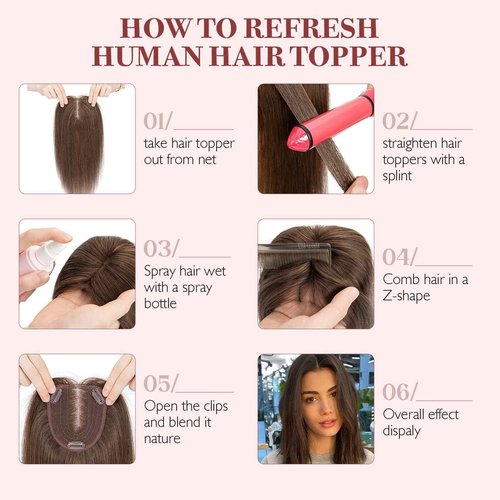 S-noilite Hair Toppers for Women 100% Real Human Hair, 10x12 Upgrade Base Natural Black Remy HairToppers for Women with no Bangs 10inch 35g #Natural Black