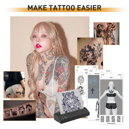 Yuelong Tattoo Transfer Stencil Printer, Thermal Tattoo Printer Machine with 10pcs Transfer Paper Kit Portable Tattoo Transfer Copier Printer for Artist