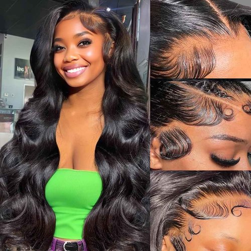 Afribye 30 inch 13x6 Body Wave Lace Front Wigs Human Hair Pre Plucked 200% Density Body Wave Frontal Wigs HD Lace Wig Glueless Wigs for Black Women Human Hair Deep Loose Wave Wig