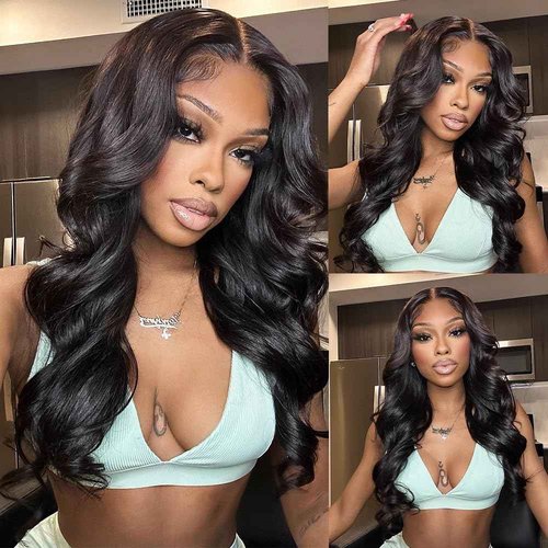 CHEEON 13x4 Transparent HD Lace Frontal 20 Inch Brazilian Body Wave Lace Frontal Closure Human Hair 100% Unprocessed Virgin Human Hair Frontals Pre Plucked with Baby Hair 150% Density Natural Black