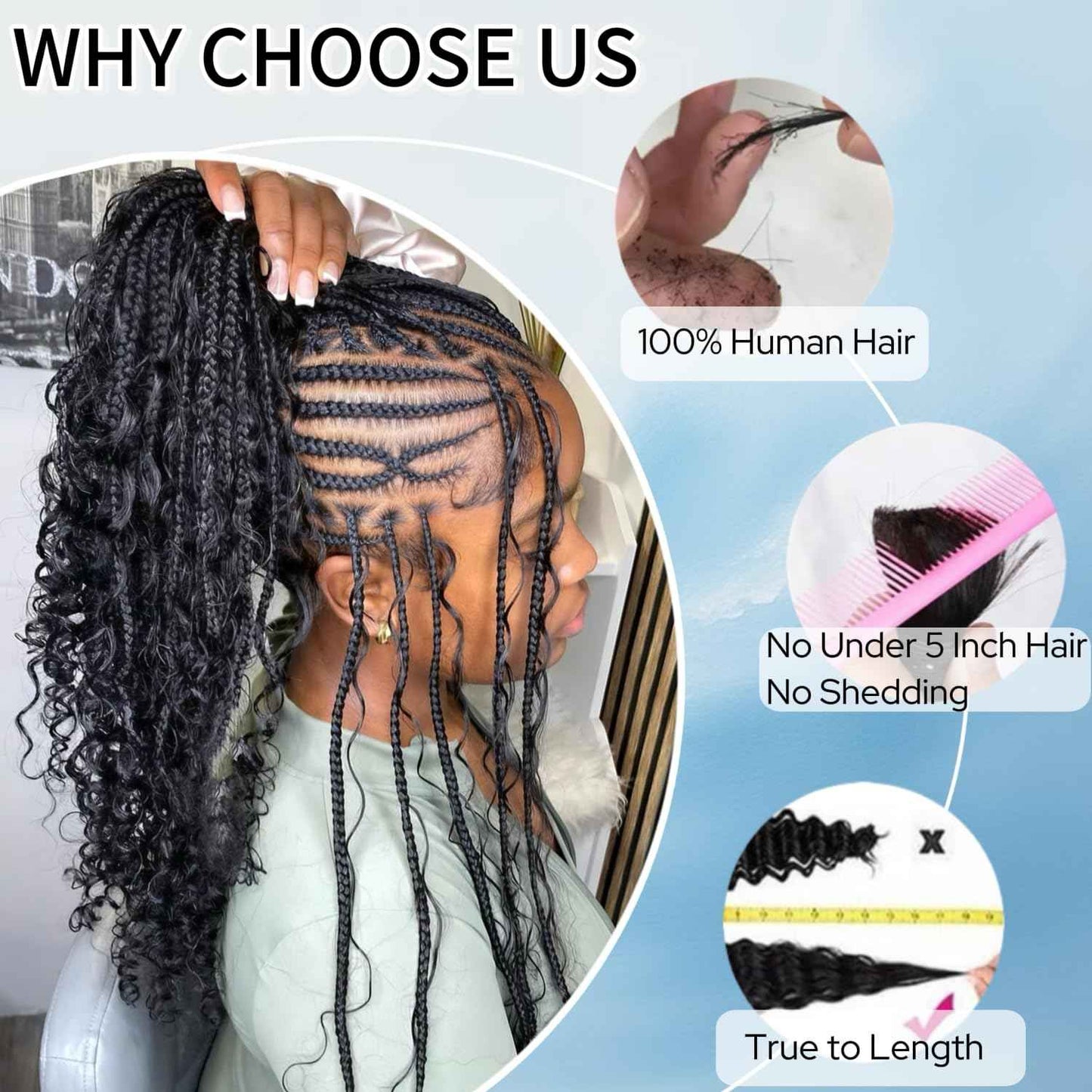 Human Braiding Hair for Boho Braids 20inch 100% human hair Water Wave Bulk Braiding Knotless No Weft Curly Bundles Human Hair Wet and Wavy Micro Hair Extensions Bulk 2 Bundles 100g hair Natural Color