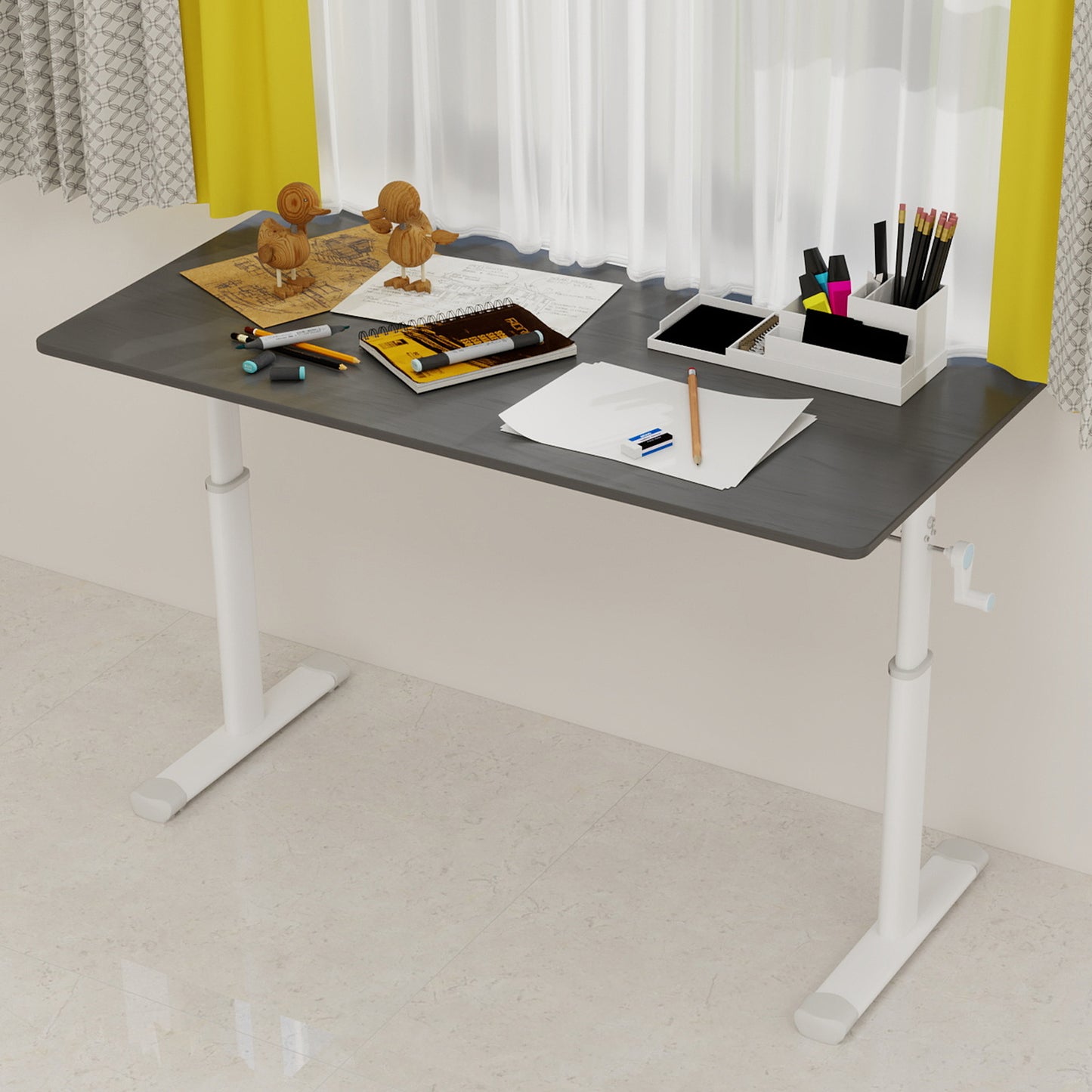 Height Adjustable Study Desk for Home Office - Grey