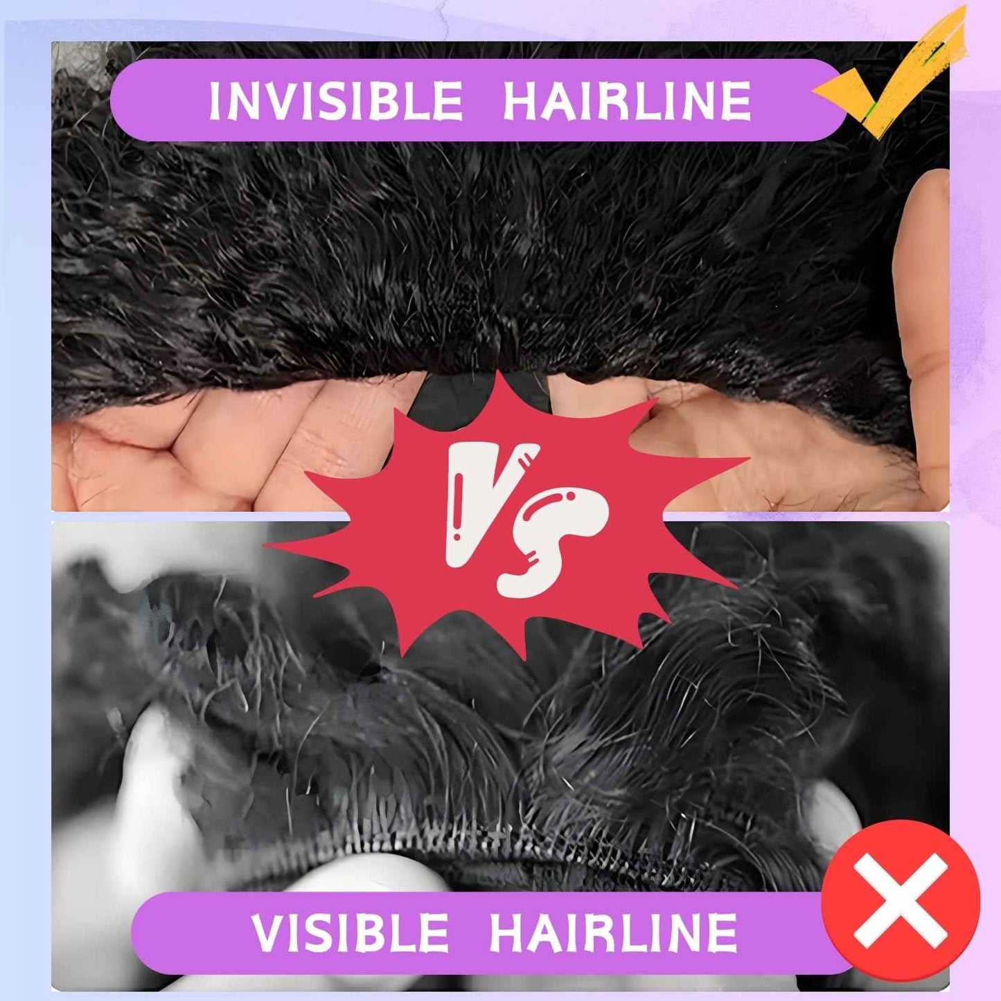 Glimeer Half Wig Human Hair Deep Wave 3 In 1 Drawstring Seamless Filp Over Curly Half Wig 200% Density Wear and Go Glueless Half Wigs for Black Women Natural Color 20 Inch