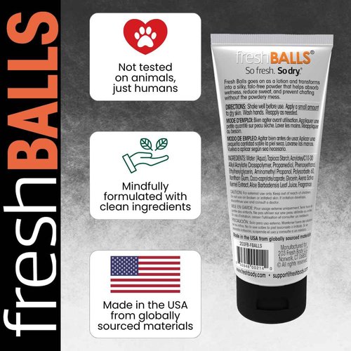 Fresh BALLS Deodorant Cream to Powder | Men's Anti-Chafing Lotion and Balls Deodorant, Hygiene for Groin Area, 3.4 fl oz (Pack of 6)