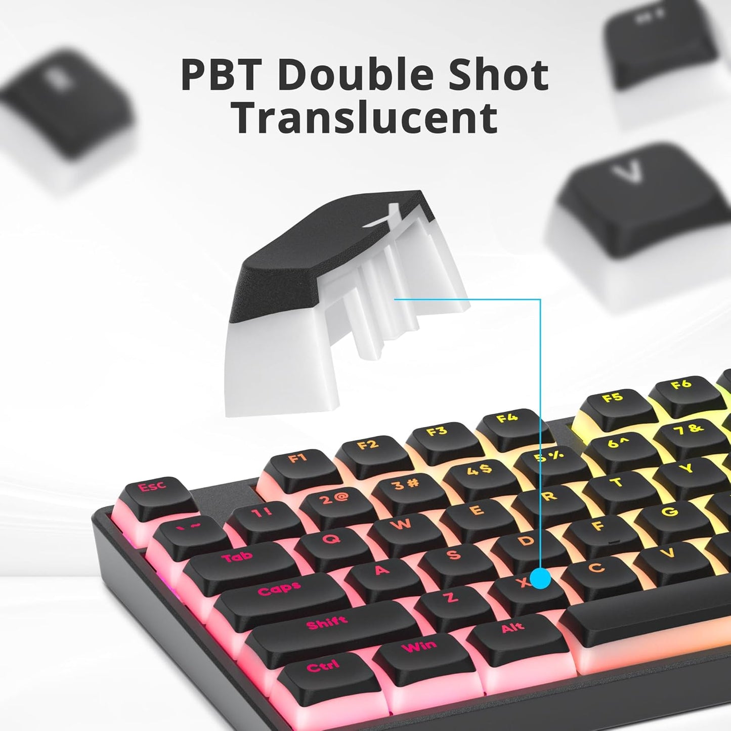 129 Keys PBT Keycaps Dye-Sublimation Keycap XDA Profile Custom Keycaps Anime Keycap Set for 60% 75% 100% MX Switches Mechanical Gaming Keyboard(Peach Cat)