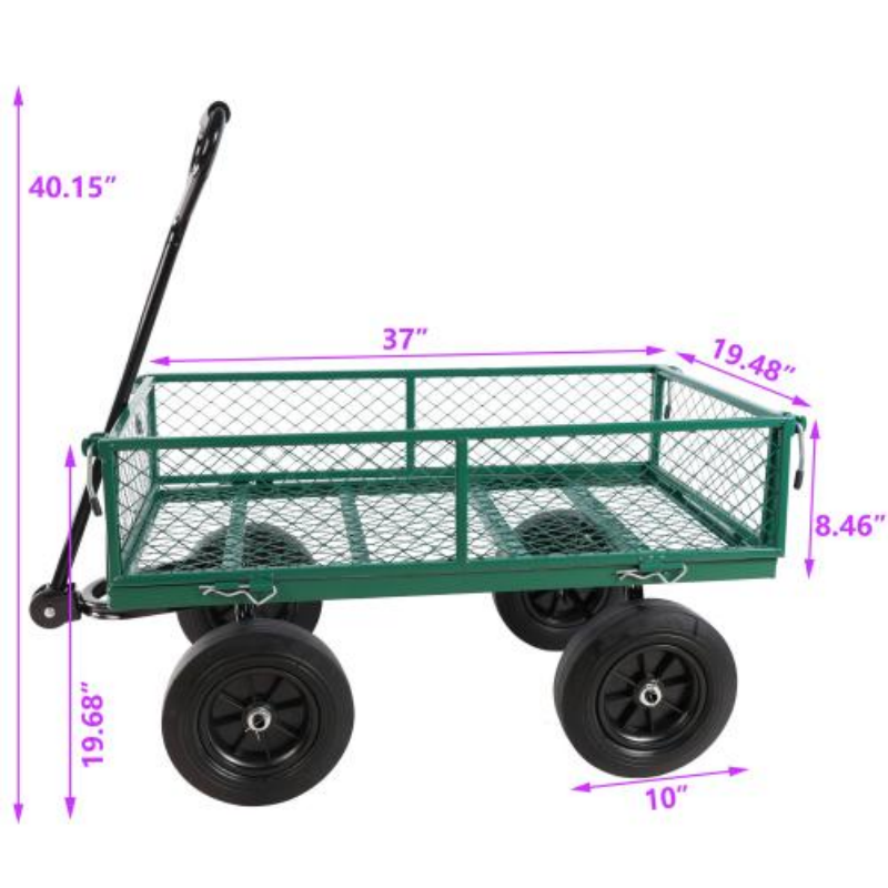 Garden Trolley Cart with Solid Wheels Multi-Functional Tool Cart for Yard and Farm Use