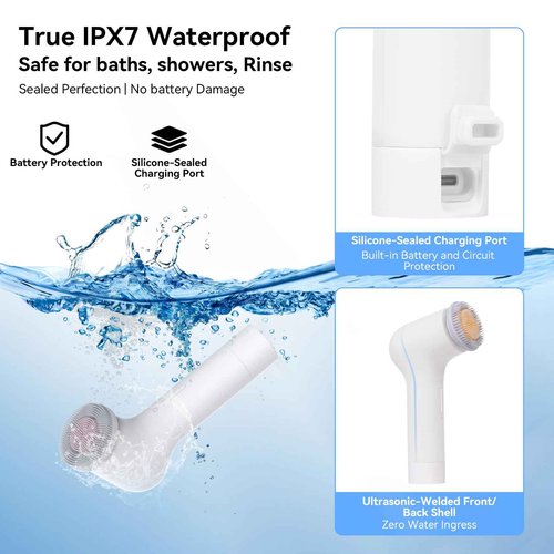 PURTIF Electric Facial Cleansing Brush - Rechargeable Silicone Face Scrubber exfoliator, Face Pore Cleansing Brush,3 Speeds,Waterproof, Exfoliating & Massage,for Women & Men.for Face Skin Issues,White