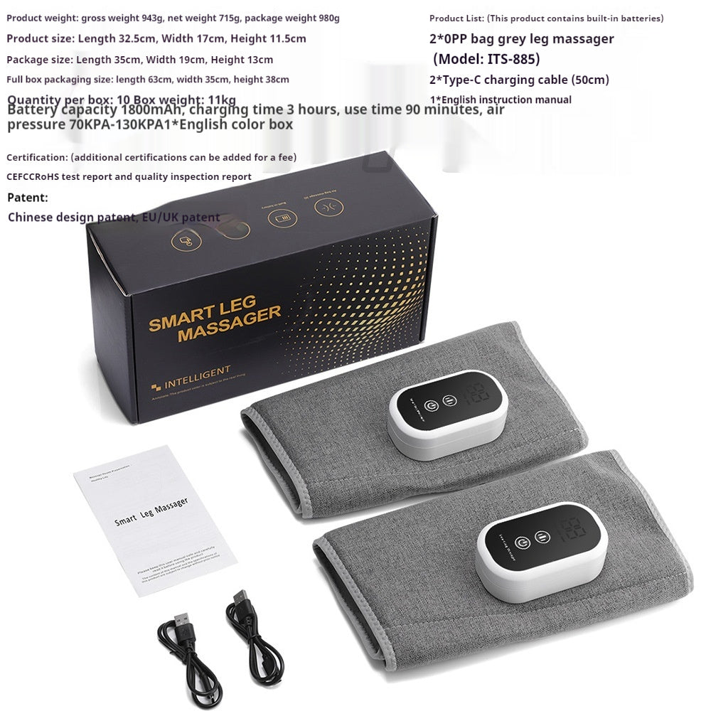 Electric Air Wave Leg Massager with Hot Compress & Adjustable Gears