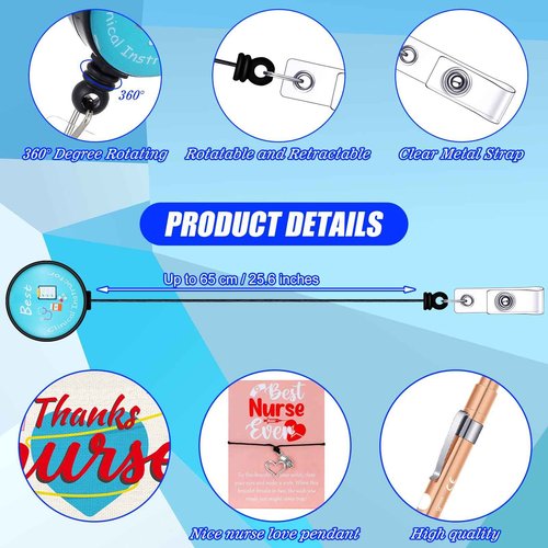 72 Pcs Christmas Nurses Gifts Bulk Nurses Week Appreciation Gift Women with Socks Makeup Bags Penlight Badge Reels Headband Bracelet Hair Rope for Employees Doctors Team Nursing Pharmacists Staff