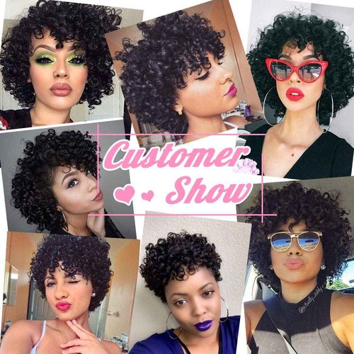 Brazilian Funmi Hair 3 Bundles Spiral Curl Human Hair Short Curly Weave 8A Unprocessed Brazilian FunmiExtensions Human Hair 100g/pc Full Head Natural Black Hair Bundles (10/12/14 Inch, Natural Black)