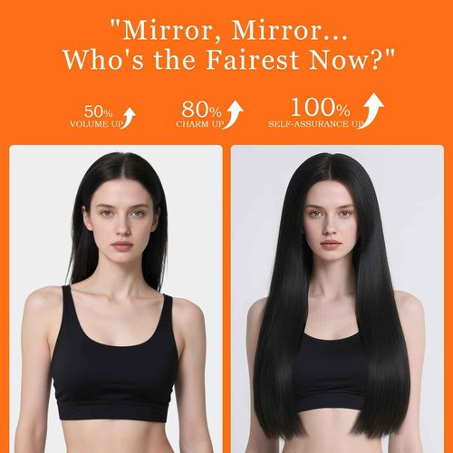 Miskoey Clip in Hair Extensions Real Human Hair, Invisible Seamless Straight Remy Human Hair Extensions Clip ins for Women (1B Natural Black, 20'')