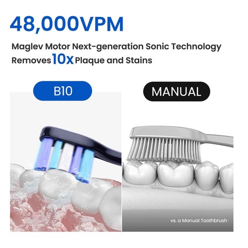 Marlincare Sonic Electric Toothbrush for Adults&Teens - 180 Days Battery Life, Seamless Button&48000RPM Rechargeable Tooth Brush, 4 Replacement Heads for Deep Clean/Smart Timer/4 Brushing Modes/IPX8
