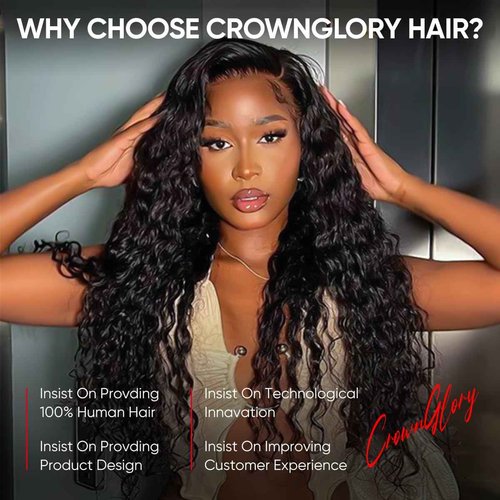 CrownGlory Loose Deep Wave Lace Front Wigs Human Hair Pre Plucked 13X4 Transparent Loose Wave Wig with Baby Hair for Women(Natural Color, 30 Inch)