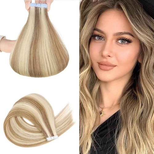 VADES Invisible Tape In Hair Extensions Remy Human Hair Highlights Double Sided Tape In Hair Extensions Human Hair 12 Inch 40 Pieces 80 Grams Straight Seamless Skin Weft Extensions