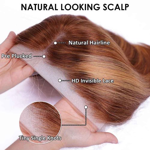 Flady Honey Blonde Bob wig Human Hair 13x4 HD Frontal Lace Wigs 150% Density 4/27 Highlight Bob Lace Front Wigs Human Hair Pre Plucked Ombre Color Short Straight Bob Wigs for Black Women 14 inch