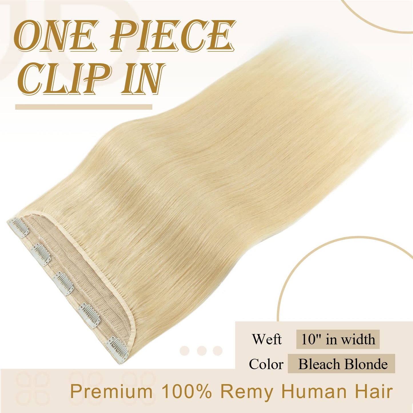 MY-LADY Clip in Hair Extensions Real Human Hair Bleach Blonde 20 Inch 100g One Piece Weft Remy Hair Balayage Silky Natural Straight for Women
