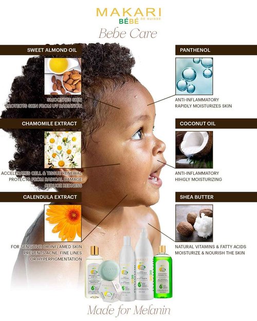 MAKARI Bebe 3 Piece Shower Gift Set - Foaming Gel, Cleansing Milk & Oil, Gentle, Nourishing & Calming Bath Routine for Newborn and Up, Hypoallergenic & Paraben-Free Baby Care Products