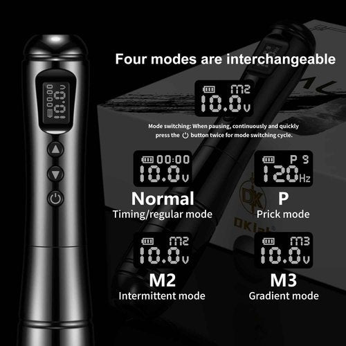 DKLAB Alioth Wireless Permanet Makeup Tattoo Pen Machine Kit Rotary Tattoo Gun with 2x Batteries Power Supply Lightweight Multi Functional Set for Professional Artists Permanent Makeup (Black)